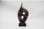 Maroon Sculpted Glass on Black Glass Base