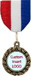 Red White Blue Drape Ribbon on Small Medallion