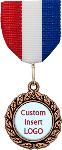 Red White Blue Drape Ribbon on Small Bronze Medallion