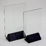 Clear Glass on Black Metal Base